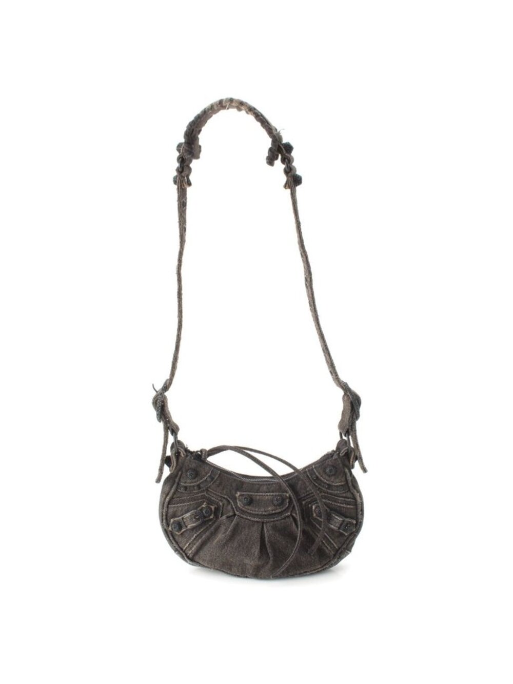 Balenciaga le Cagole Denim Shoulder Bag Black XS